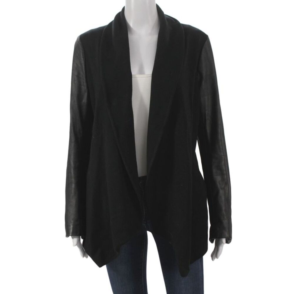 Theory Women Black Viscose Kimono Jacket Zip Long Sleeve Size M